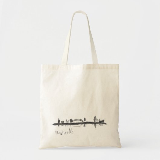 Sketched Nashville Skyline Tote Bag (Voorkant)
