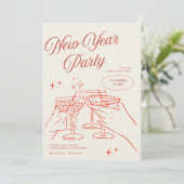 Sketched New Years Eve Party Invitation Kaart (Staand voorkant)