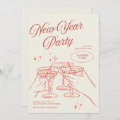 Sketched New Years Eve Party Invitation Kaart (Voorkant / Achterkant)