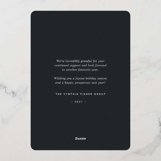 Sketched Pine | Moderne onderneming Folie Feestdagenkaart (Achterkant)