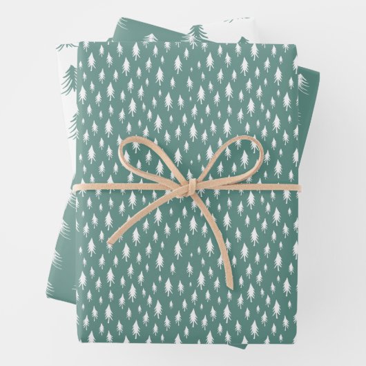 Sketched Pine Trees Coordinating Holiday Inpakpapier Vel (In situ)