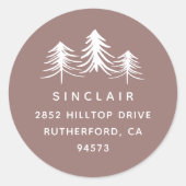 Sketched Pines | Terugkeeradres feestdag Ronde Sticker (Voorkant)