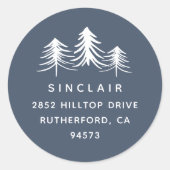 Sketched Pines | Terugkeeradres feestdag Ronde Sticker (Voorkant)