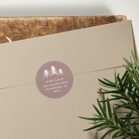 Sketched Pines | Terugkeeradres feestdag Ronde Sticker