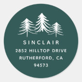 Sketched Pines | Terugkeeradres feestdag Ronde Sticker (Voorkant)