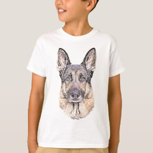 Sketched Portrait of a German Shepherd Dog T-shirt