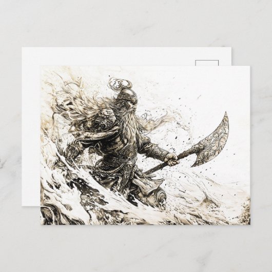 sketched representation of a Viking god Briefkaart (Voorkant / Achterkant)