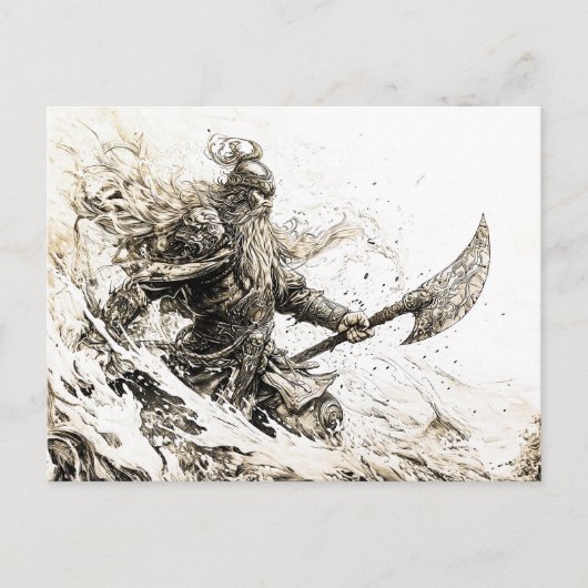 sketched representation of a Viking god Briefkaart (Voorkant)