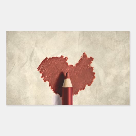 Sketched Scribble Heart Rechthoekige Sticker (Voorkant)