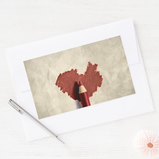 Sketched Scribble Heart Rechthoekige Sticker (Envelop)