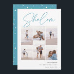 Sketched Shalom 6 Foto Collage Hanukkah Feestdagenkaart<br><div class="desc">Deel de eer met deze moderne Hanukkah-vakantiekaarten met 6 van uw favoriete foto's in een rastercollage. "Shalom" staat bovenaan in casual handgeschetst cursief script. Pas uw vakantiegroet,  familienaam en het jaar rechts aan.</div>