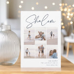 Sketched Shalom 6 Foto Collage Hanukkah Feestdagenkaart<br><div class="desc">Deel de eer met deze moderne Hanukkah-vakantiekaarten met 6 van uw favoriete foto's in een rastercollage. "Shalom" staat bovenaan in casual handgeschetst cursief script. Pas uw vakantiegroet,  familienaam en het jaar rechts aan.</div>