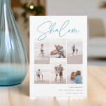 Sketched Shalom 6 Foto Collage Hanukkah Feestdagenkaart<br><div class="desc">Deel de eer met deze moderne Hanukkah-vakantiekaarten met 6 van uw favoriete foto's in een rastercollage. "Shalom" staat bovenaan in casual handgeschetst cursief script. Pas uw vakantiegroet,  familienaam en het jaar rechts aan.</div>