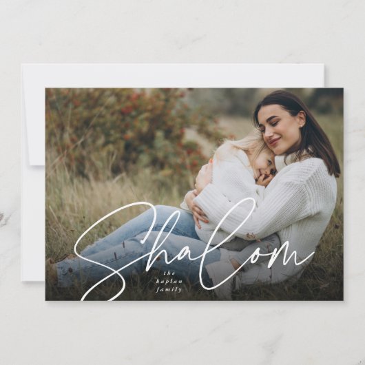 Sketched Shalom Full Photo Hanukkah Feestdagenkaart (Voorkant)