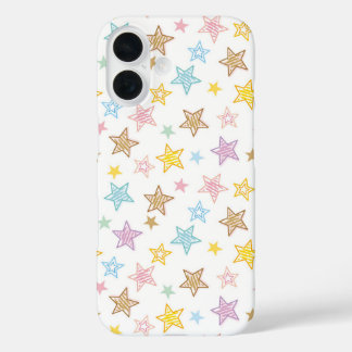 Sketched Stars Pattern iPhone 16 Hoesje