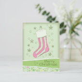 sketched stocking Pink Christmas Feestdagenkaart (Staand voorkant)