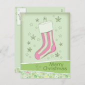 sketched stocking Pink Christmas Feestdagenkaart (Voorkant / Achterkant)
