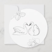 Sketched Swan en Botanische bruiloft uitnodiging (Achterkant)