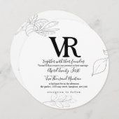 Sketched Swan en Botanische bruiloft uitnodiging (Voorkant / Achterkant)