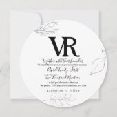 Sketched Swan en Botanische bruiloft uitnodiging (Voorkant)