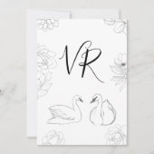 Sketched Swan en Floral Save the Date (Voorkant)