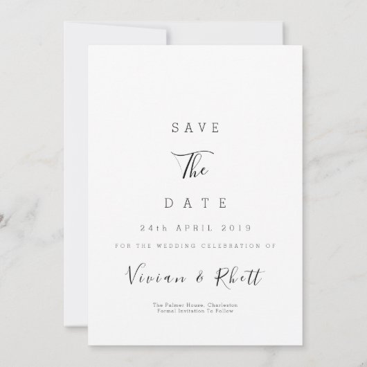 Sketched Swan en Floral Save the Date (Achterkant)