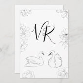 Sketched Swan en Floral Save the Date (Voorkant / Achterkant)