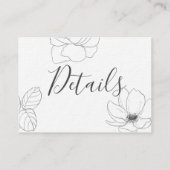 Sketched Swan en Floral Wedding Details Card Informatiekaartje (Achterkant)