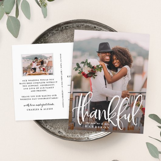 Sketched Thanks | Wedding Photo Thank You Briefkaart