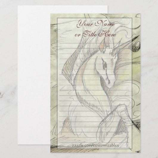 Sketched Unicorn Briefpapier (Voorkant / Achterkant)