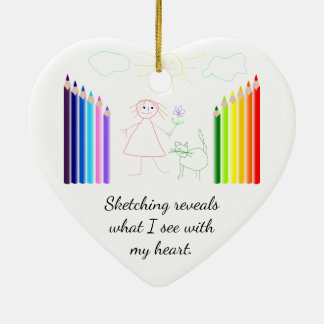 Sketching is Mijn Hobby Heart Shaped Keramisch Ornament