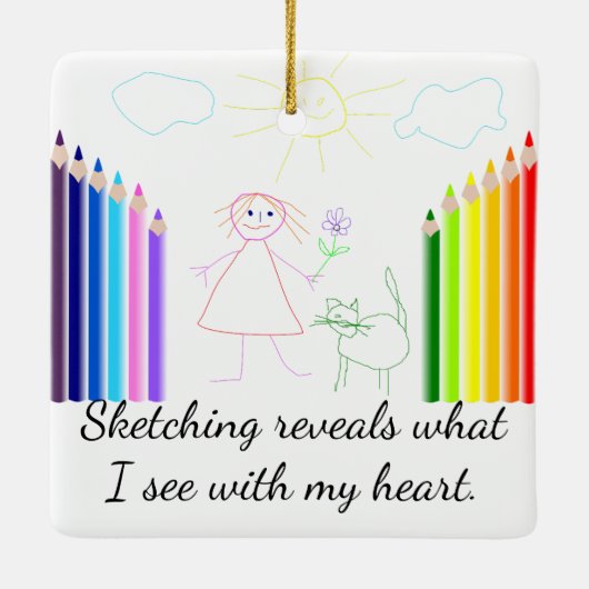 Sketching is Mijn Hobby Keramisch Ornament (Achterkant)