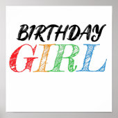 sketchy and colorful birthday girl poster (Voorkant)