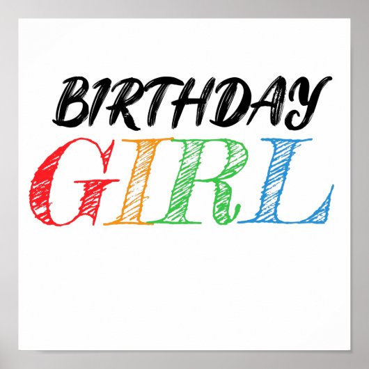sketchy and colorful birthday girl poster (Voorkant)