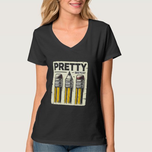 Sketchy Artist Pencils Schets Pai T-shirt (Voorkant)