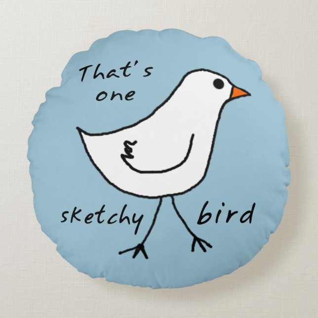 Sketchy Bird Sierkussen Rond Kussen (Voorkant)