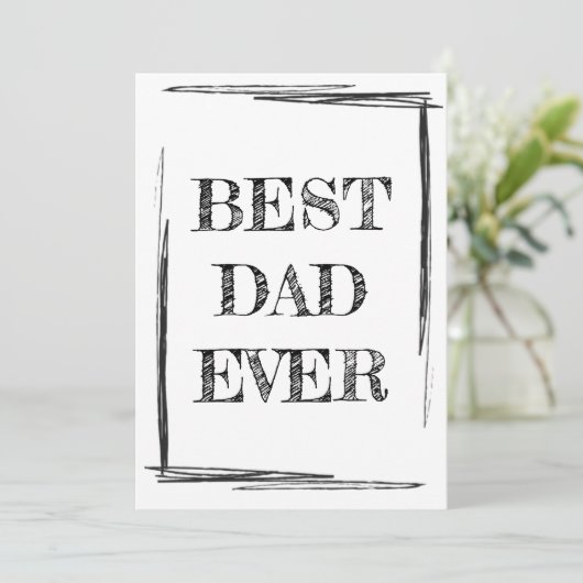 Sketchy Black en White Best Pap Ever Bedankkaart (Staand voorkant)