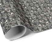 Sketchy Black Skull Naadloze Wallpaper Cadeaupapier (Rol Hoek)