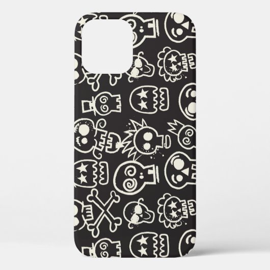Sketchy Black Skull Naadloze Wallpaper Case-Mate iPhone Case (Achterkant)