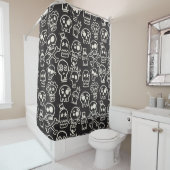 Sketchy Black Skull Naadloze Wallpaper Douchegordijn (In situ)