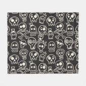 Sketchy Black Skull Naadloze Wallpaper Fleece Deken (Voorkant (Horizontaal))