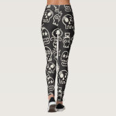 Sketchy Black Skull Naadloze Wallpaper Leggings (Achterkant)