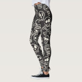 Sketchy Black Skull Naadloze Wallpaper Leggings (Links)
