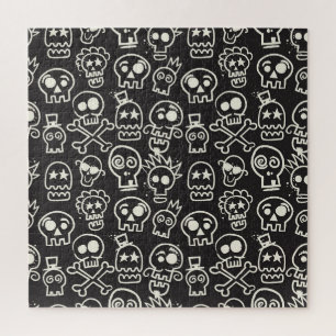 Sketchy Black Skull Naadloze Wallpaper Legpuzzel