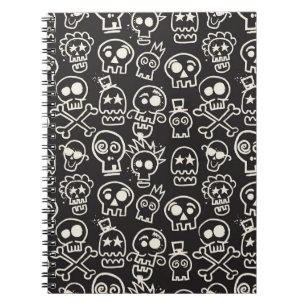 Sketchy Black Skull Naadloze Wallpaper Notitieboek