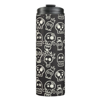 Sketchy Black Skull Naadloze Wallpaper Thermosbeker