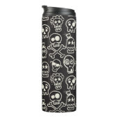 Sketchy Black Skull Naadloze Wallpaper Thermosbeker (Geroteerd rechts)