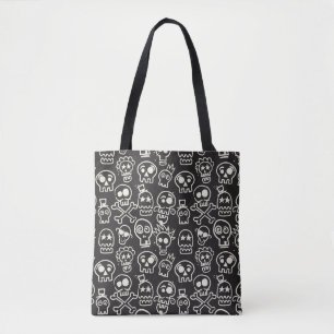 Sketchy Black Skull Naadloze Wallpaper Tote Bag