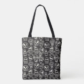 Sketchy Black Skull Naadloze Wallpaper Tote Bag (Achterkant)
