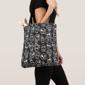 Sketchy Black Skull Naadloze Wallpaper Tote Bag (Dichtbij)